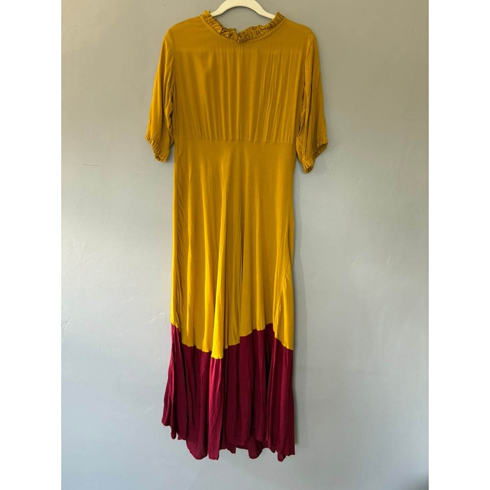 FPS Fall Asymetric Colorblock Maxi Dress Whimsical Boho Artsy Lagenlook